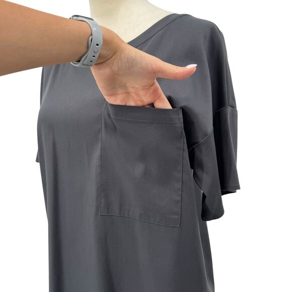 Emerson Fry NWT Dark Gray Woven Tencel Blend Front Pocket Oversized Boxy Top - Picture 5 of 13